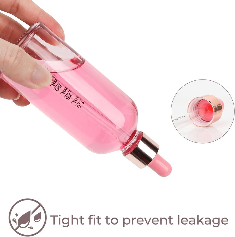 CycleMore 6 Pack Pink Glass Boston Bottles with Glass Scale Eye Droppers, Cosmetic Droppers for Beauty, Essential Oils, Makeup & More Liquids - Image 4